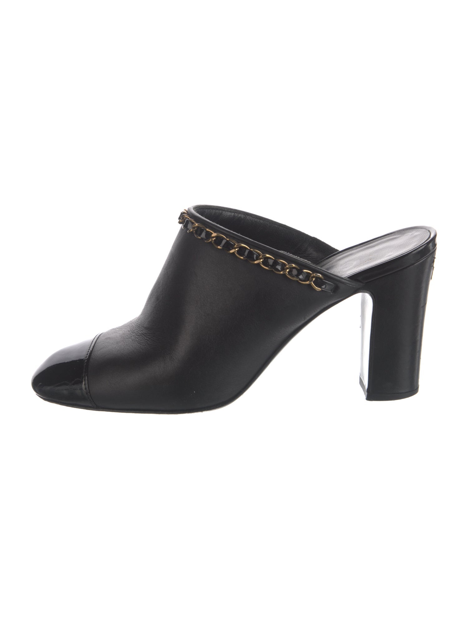 Chanel Interlocking CC Logo Leather Mules