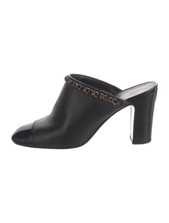 Chanel Interlocking CC Logo Leather Mules