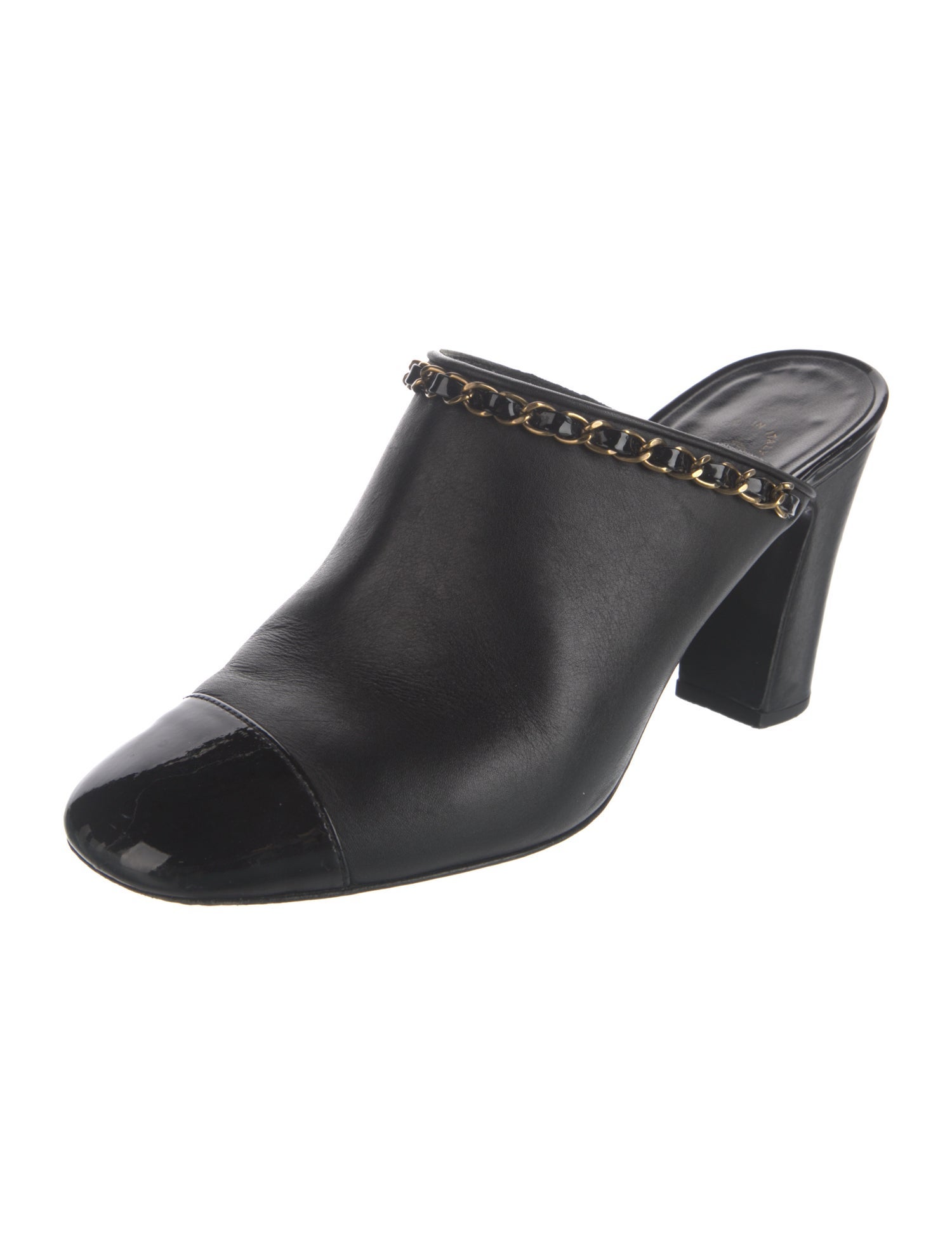 Chanel Interlocking CC Logo Leather Mules