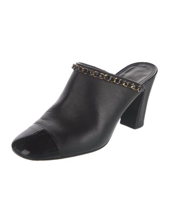 Chanel Interlocking CC Logo Leather Mules