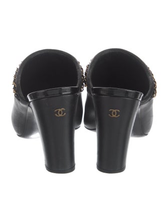 Chanel Interlocking CC Logo Leather Mules