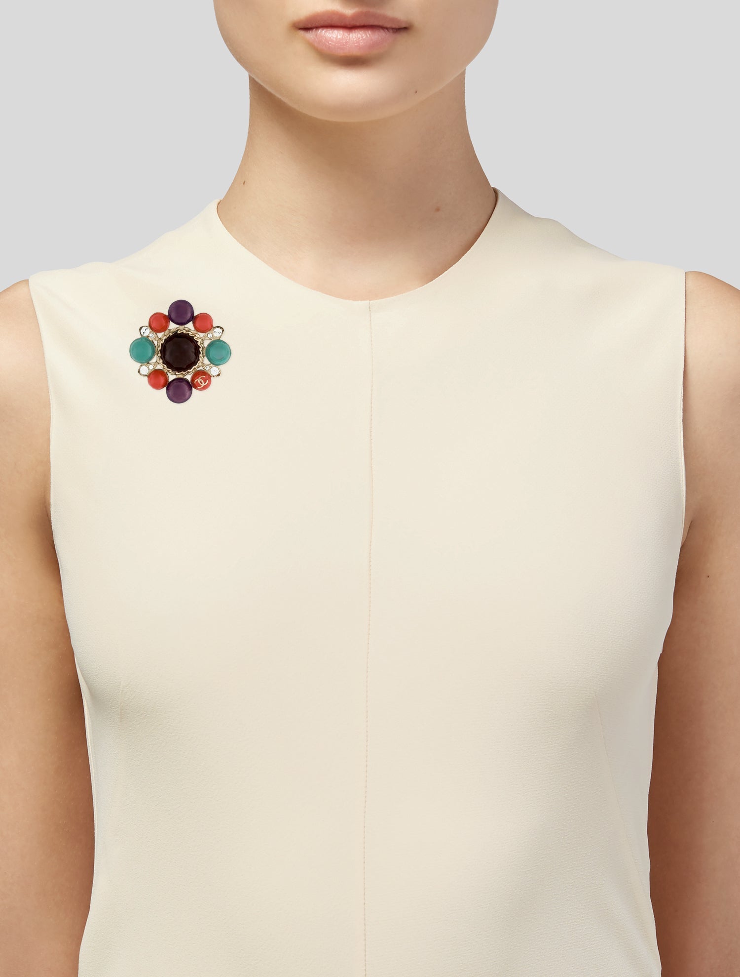 Chanel Resin & Strass CC Brooch