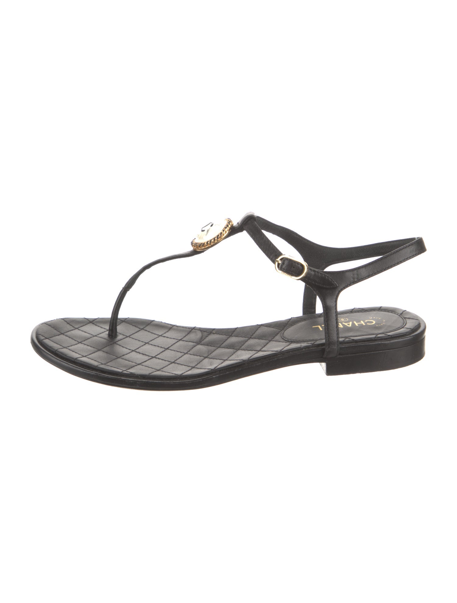 Chanel 2018 Interlocking CC Logo T-Strap Sandals