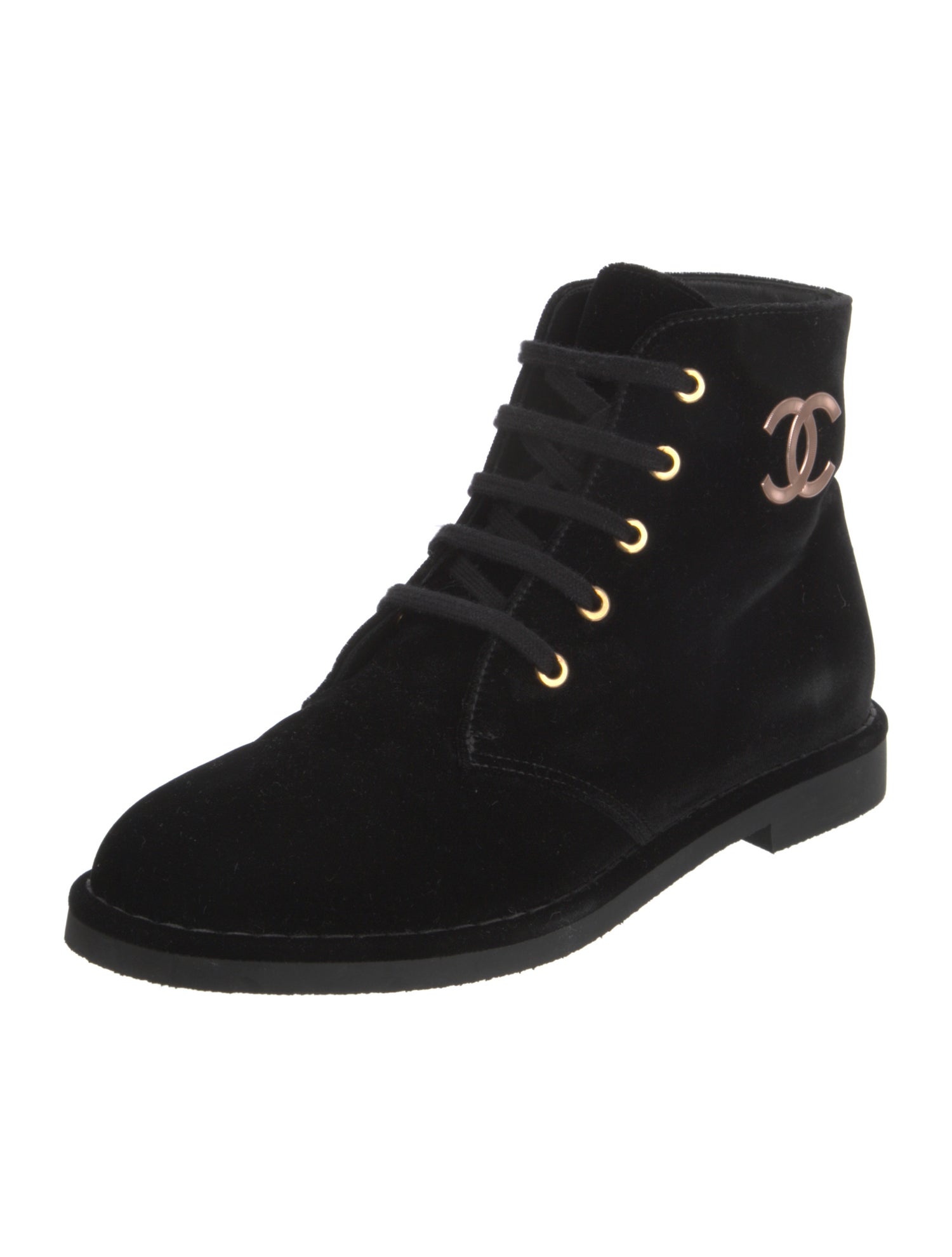 Chanel 2017 Interlocking CC Logo Combat Boots