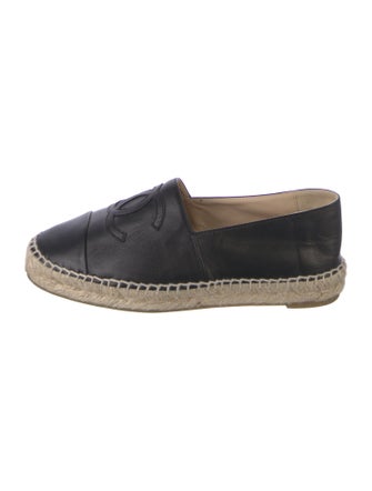 Chanel Interlocking CC Logo Leather Espadrilles