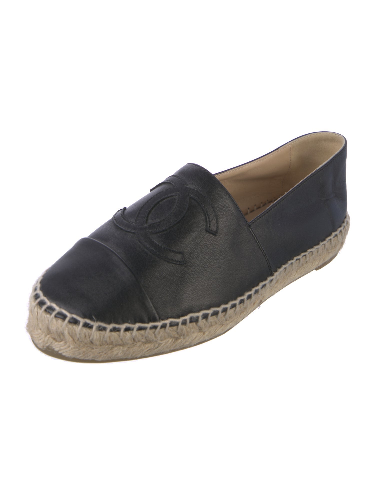 Chanel Interlocking CC Logo Leather Espadrilles