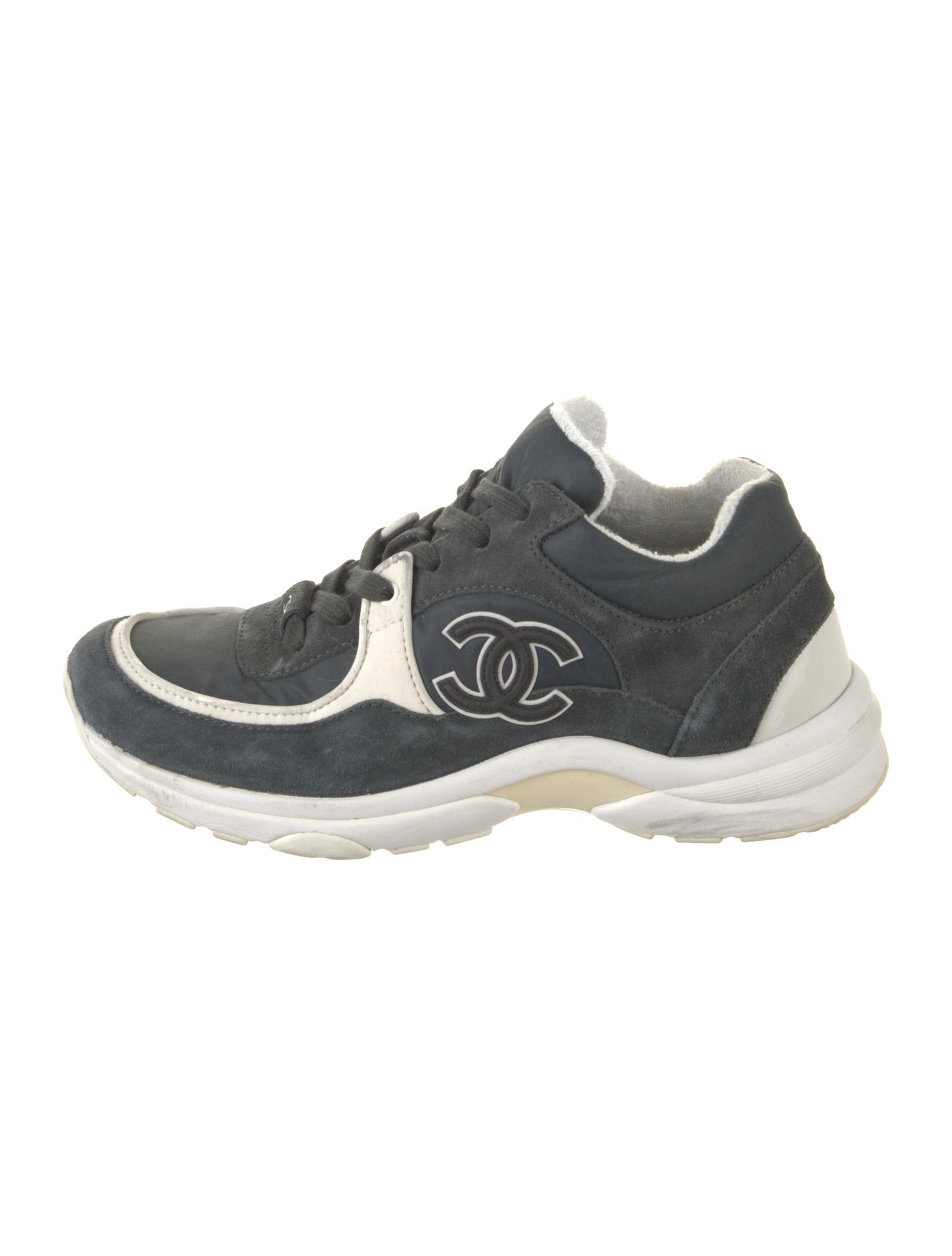 Chanel Interlocking CC Logo Suede Sneakers