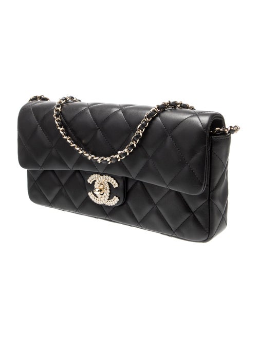 Chanel Quilted Pearl CC Flap Clutch w/ Chain