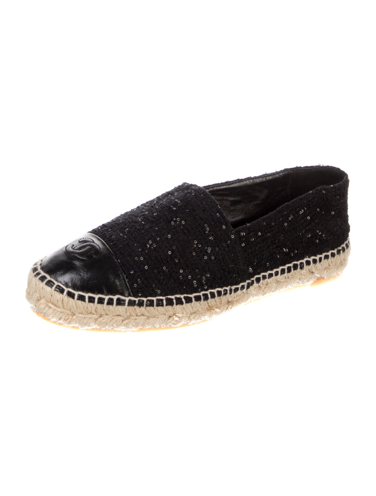 Chanel Interlocking CC Logo Tweed Espadrilles