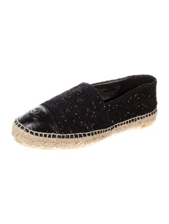 Chanel Interlocking CC Logo Tweed Espadrilles