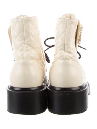 Chanel 2021 Interlocking CC Logo Combat Boots