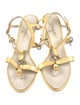 Chanel Interlocking CC Logo Patent Leather T-Strap Sandals
