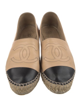 Chanel Interlocking CC Logo Leather Espadrilles