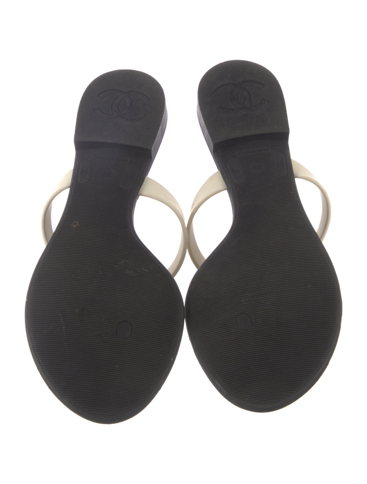 Chanel Interlocking CC Logo Rubber Slides