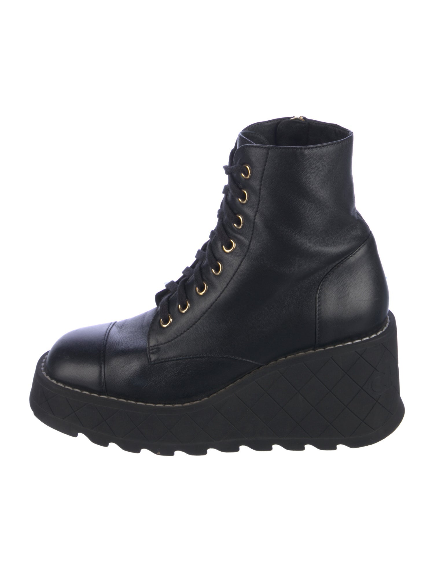 Chanel 2024 Interlocking CC Logo Combat Boots