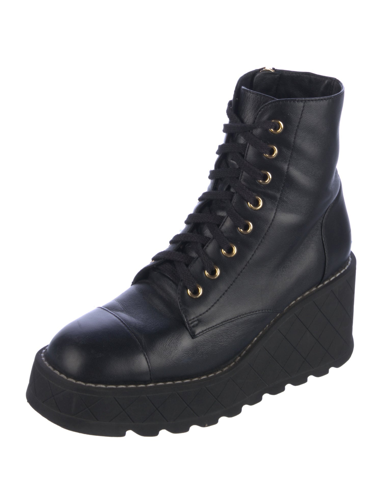 Chanel 2024 Interlocking CC Logo Combat Boots