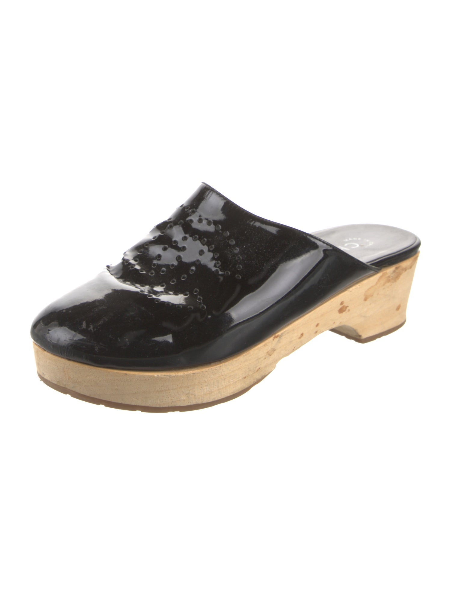 Chanel Interlocking CC Logo Patent Leather Mules