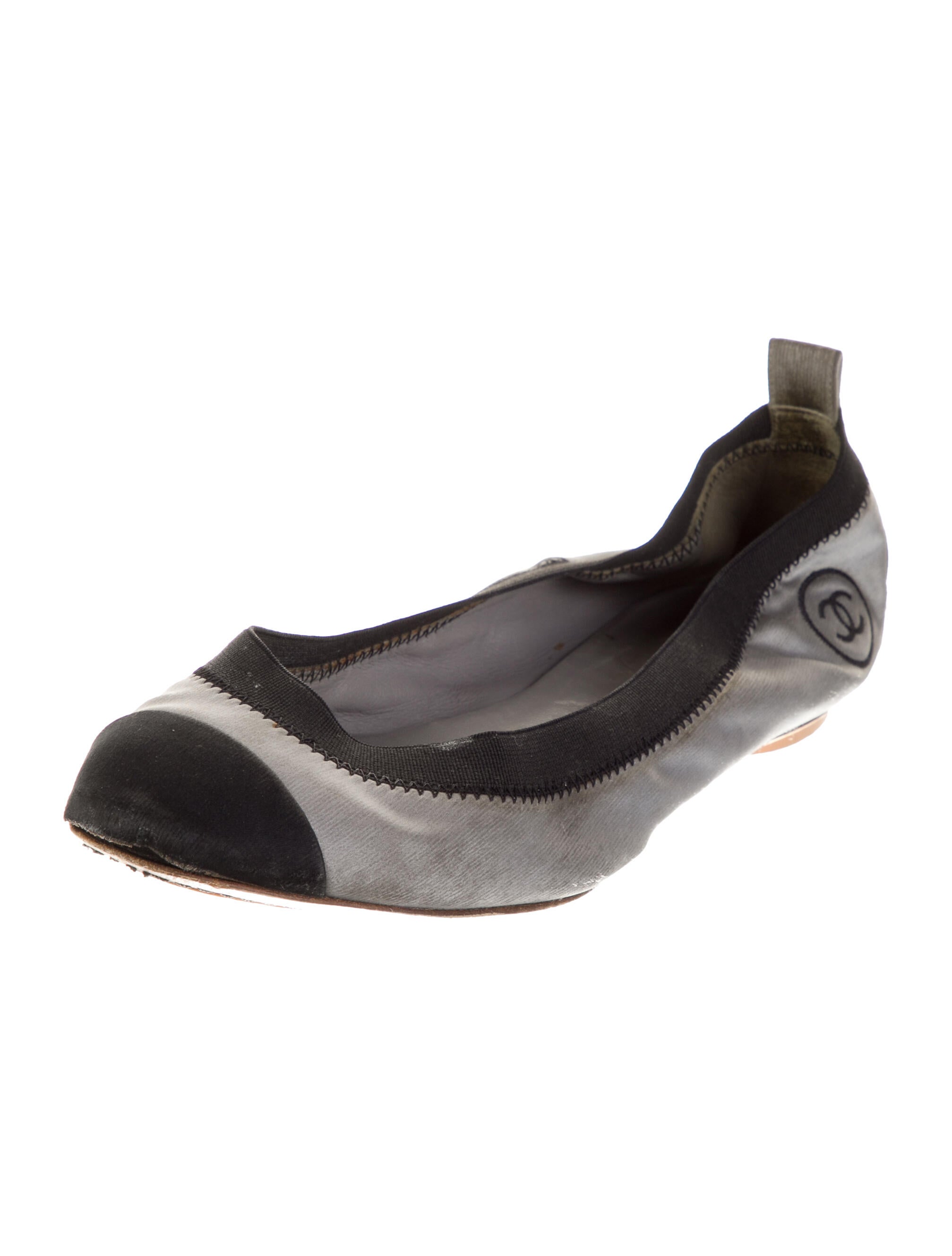 Chanel Interlocking CC Logo Satin Ballet Flats