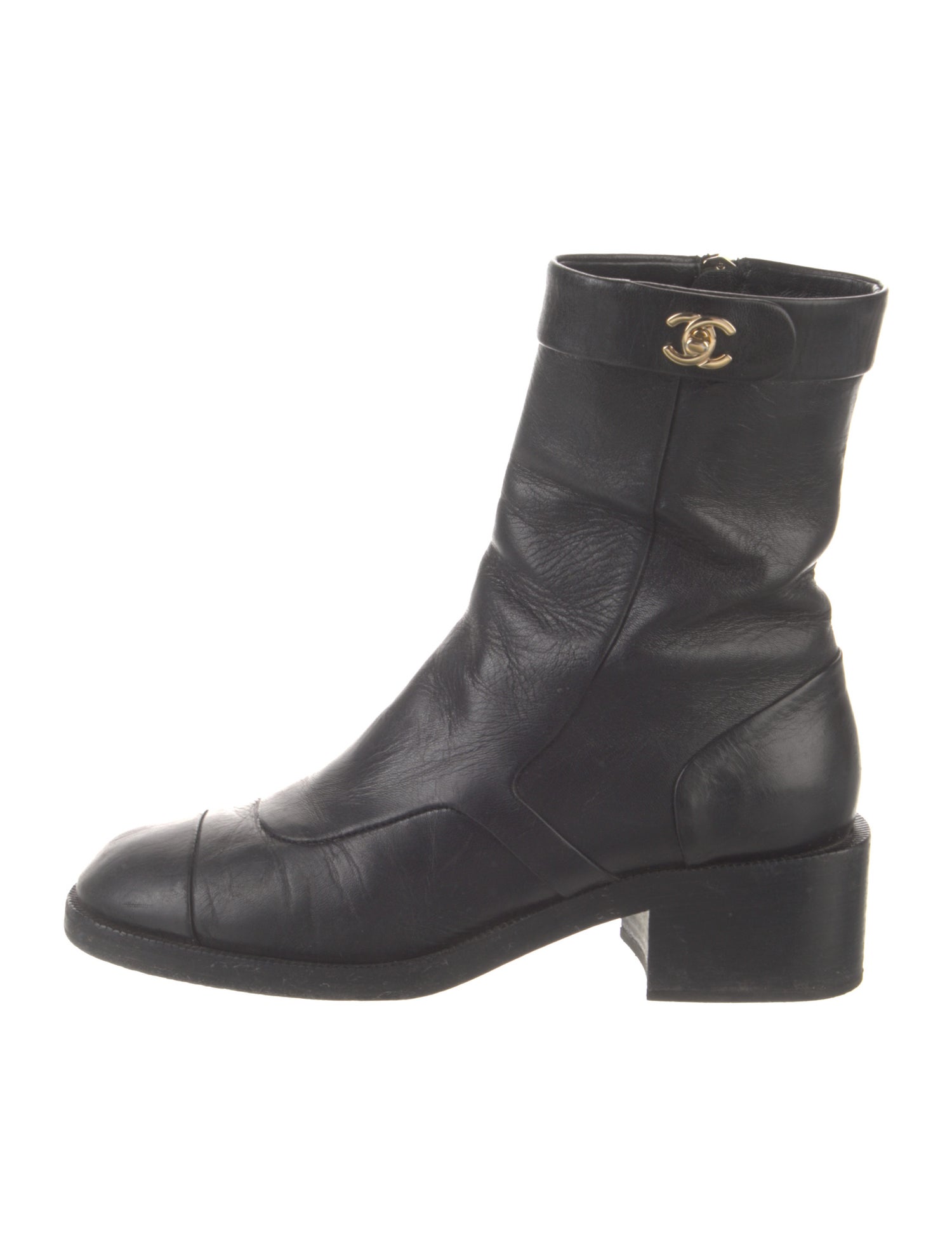 Chanel 2022 Interlocking CC Logo Moto Boots