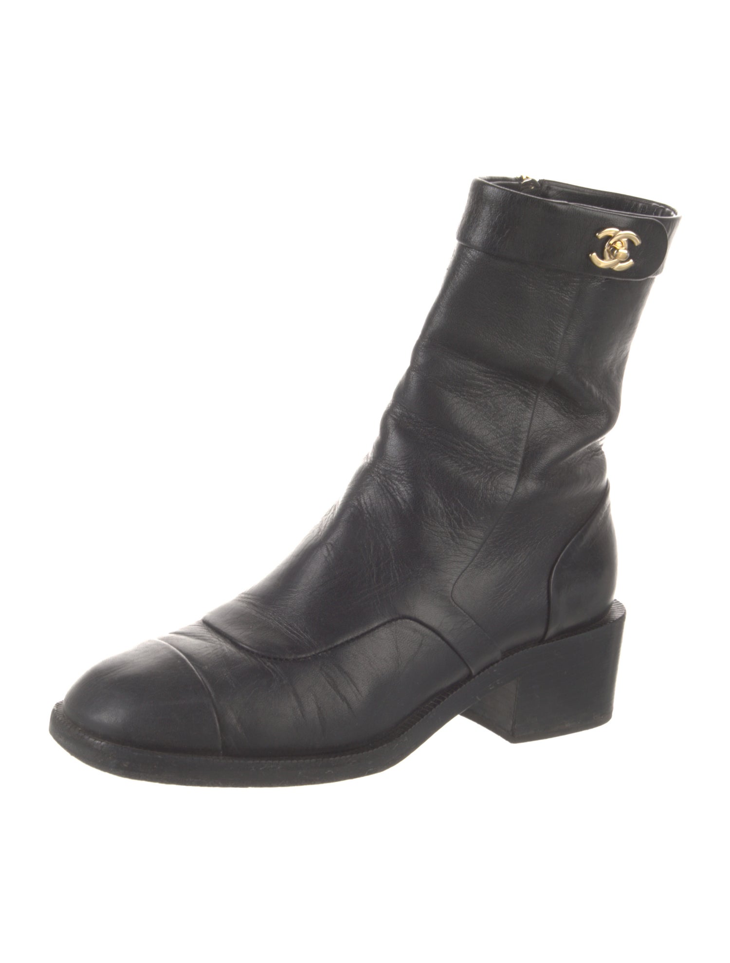 Chanel 2022 Interlocking CC Logo Moto Boots