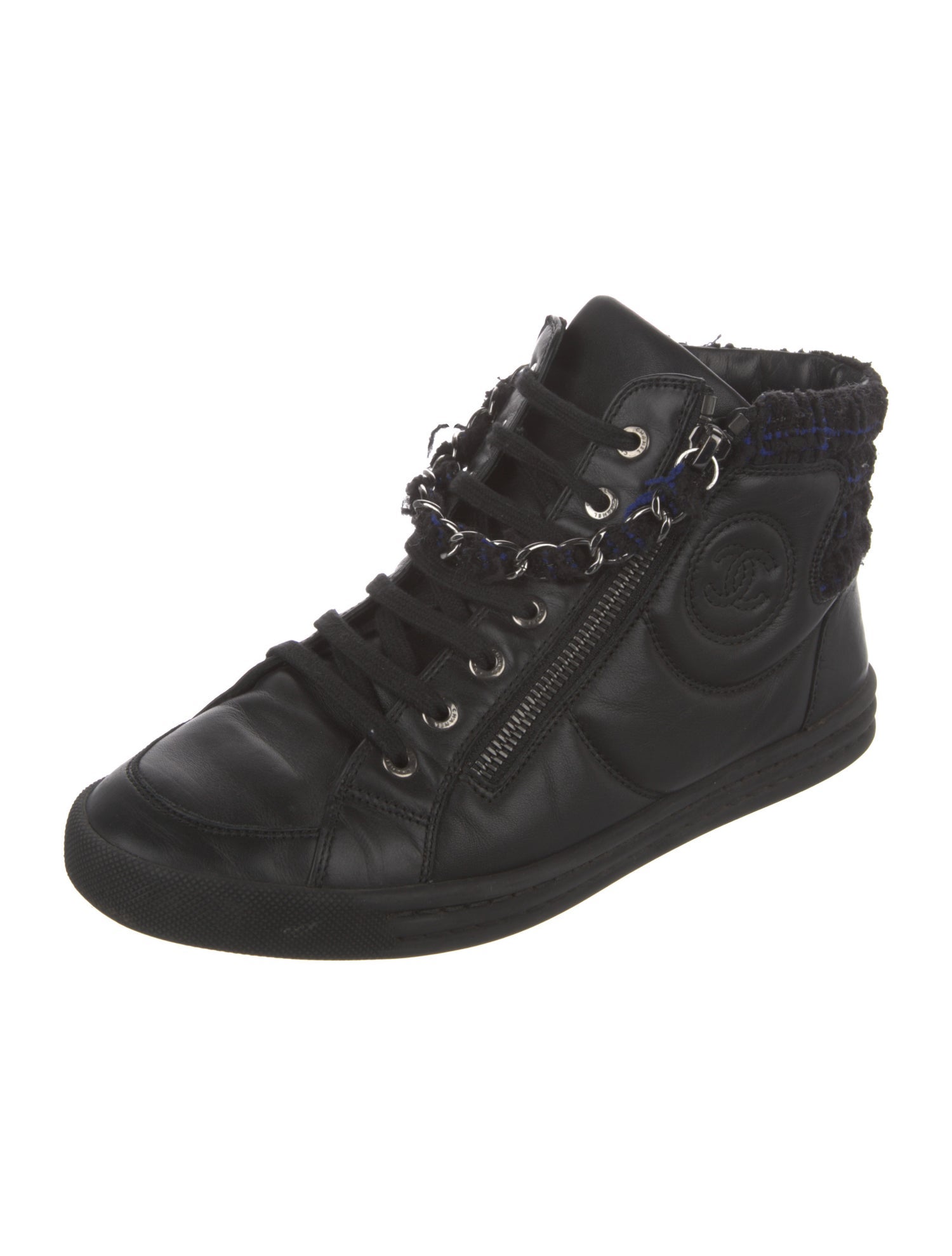 Chanel Interlocking CC Logo Leather Sneakers