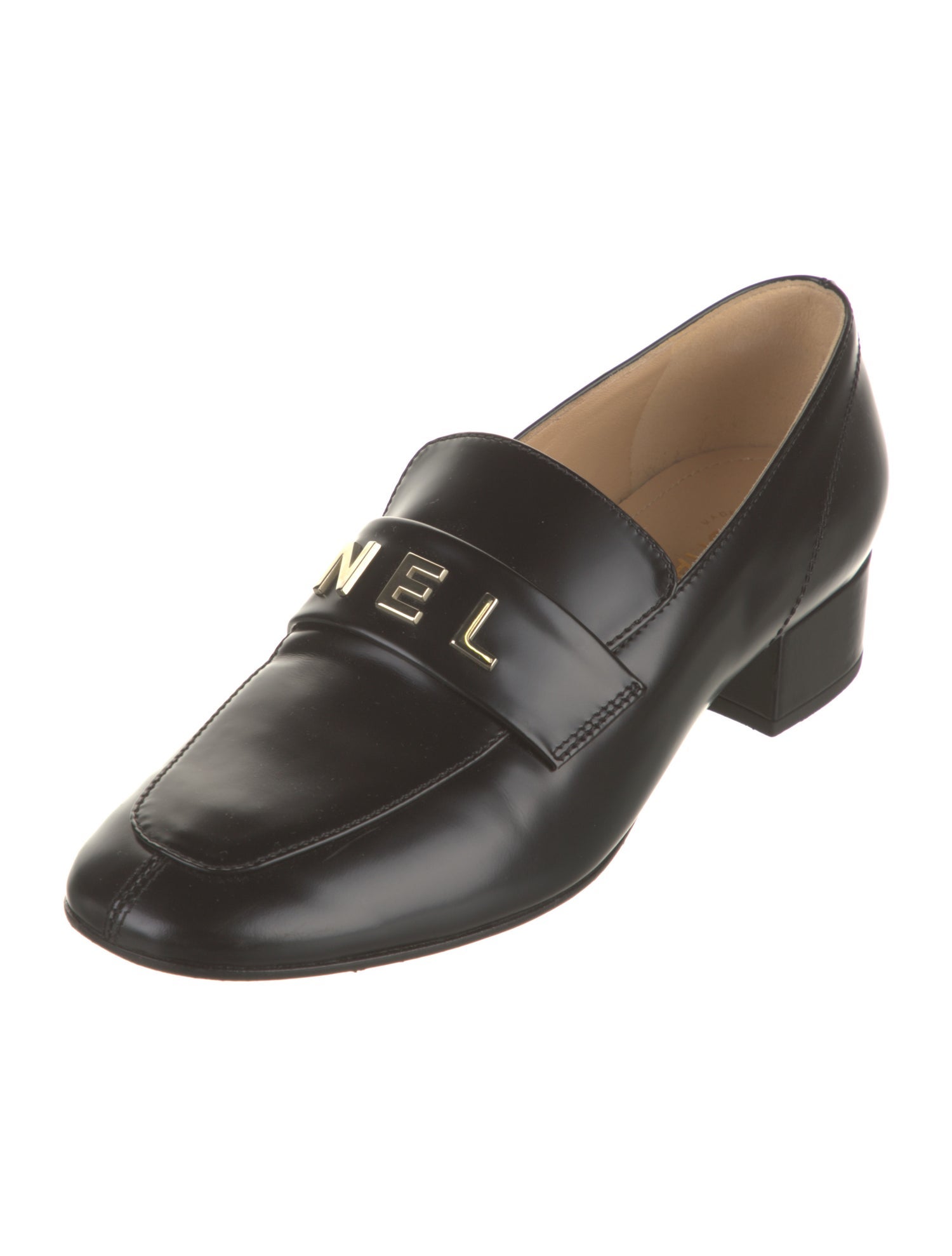 Chanel Interlocking CC Logo Leather Loafers