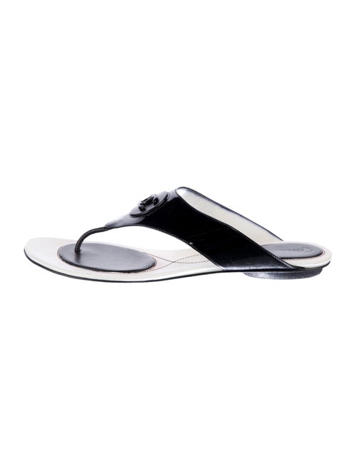 Chanel Interlocking CC Logo Patent Leather Flip Flops