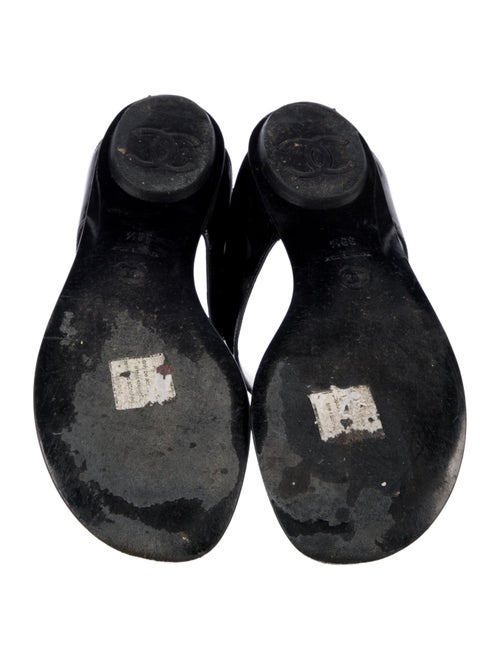 Chanel Interlocking CC Logo Patent Leather Flip Flops