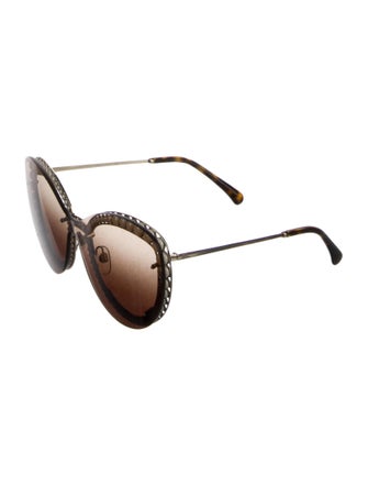 Chanel Faux Pearl Accents Aviator Sunglasses