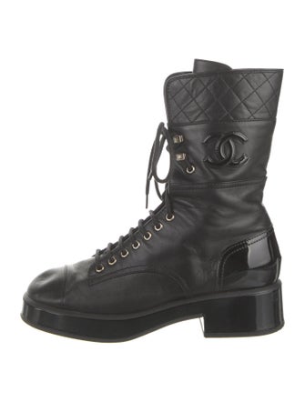 Chanel 2022 Interlocking CC Logo Combat Boots