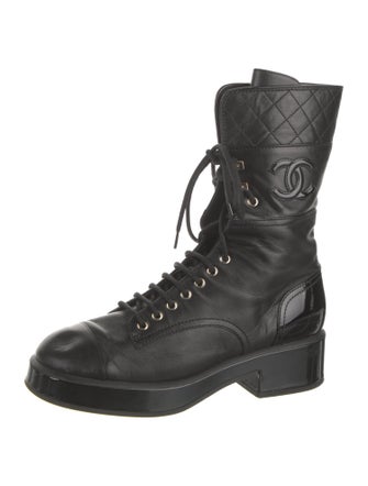 Chanel 2022 Interlocking CC Logo Combat Boots