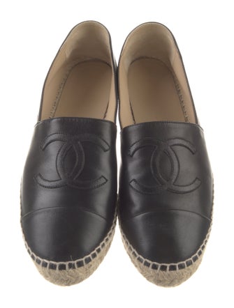 Chanel Interlocking CC Logo Leather Espadrilles
