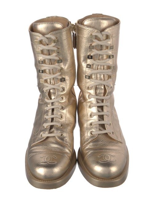 Chanel Interlocking CC Logo Calfskin Combat Boots