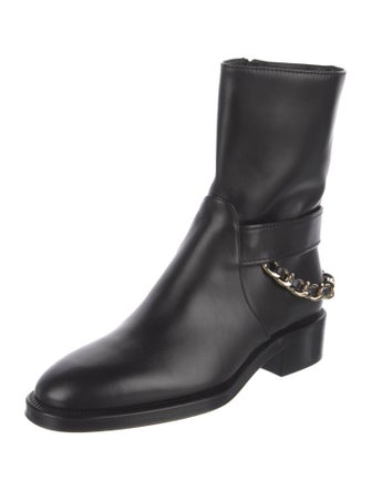 Chanel 2022 Interlocking CC Logo Moto Boots