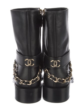 Chanel 2022 Interlocking CC Logo Moto Boots