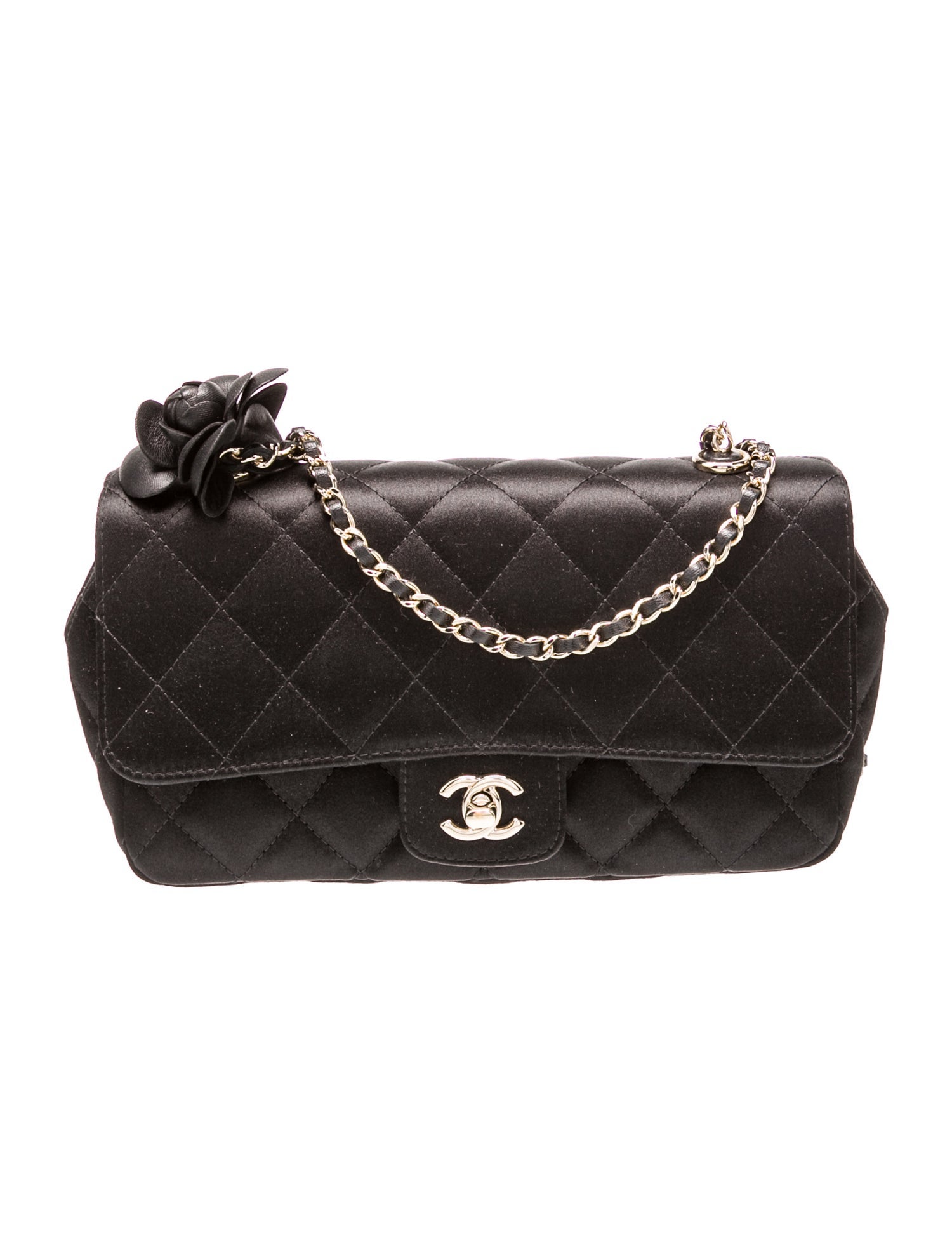 Chanel Satin Classic Mini Camellia Flap Bag