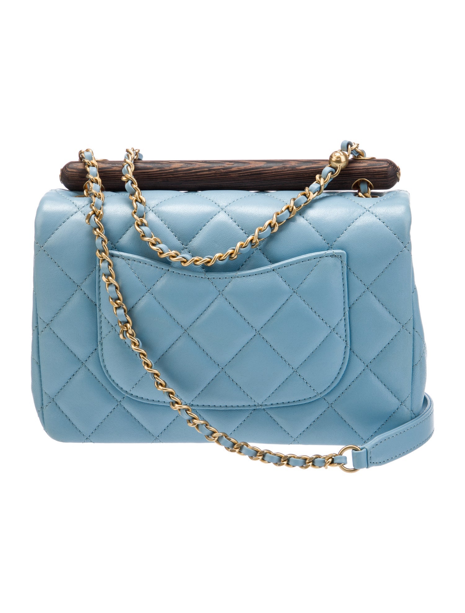 Chanel 2023 Wenge Wood Top Handle Mini Flap Bag - Blue Crossbody
