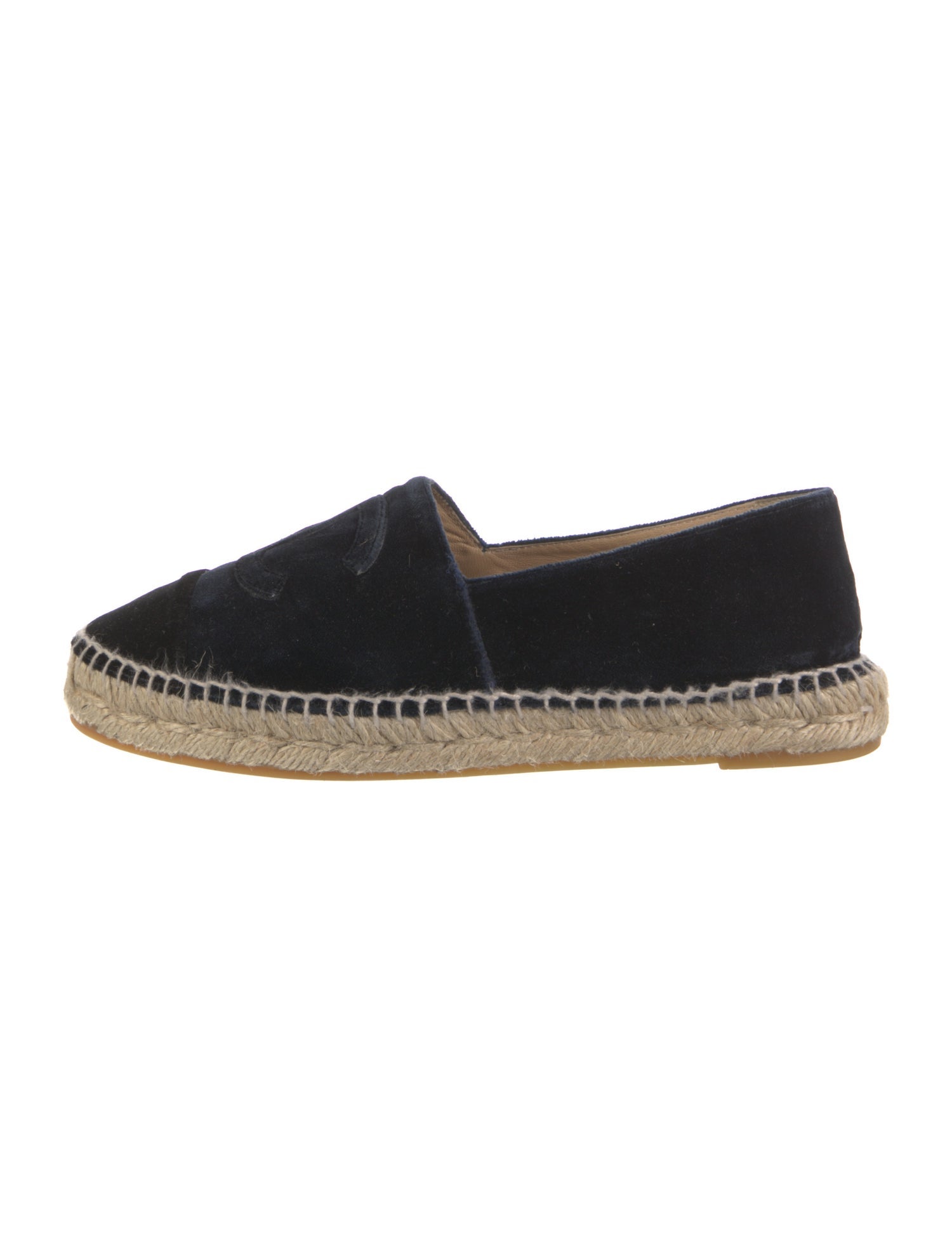 Chanel Interlocking CC Logo Velvet Espadrilles