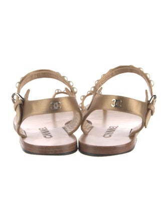 Chanel Interlocking CC Logo Satin Sandals