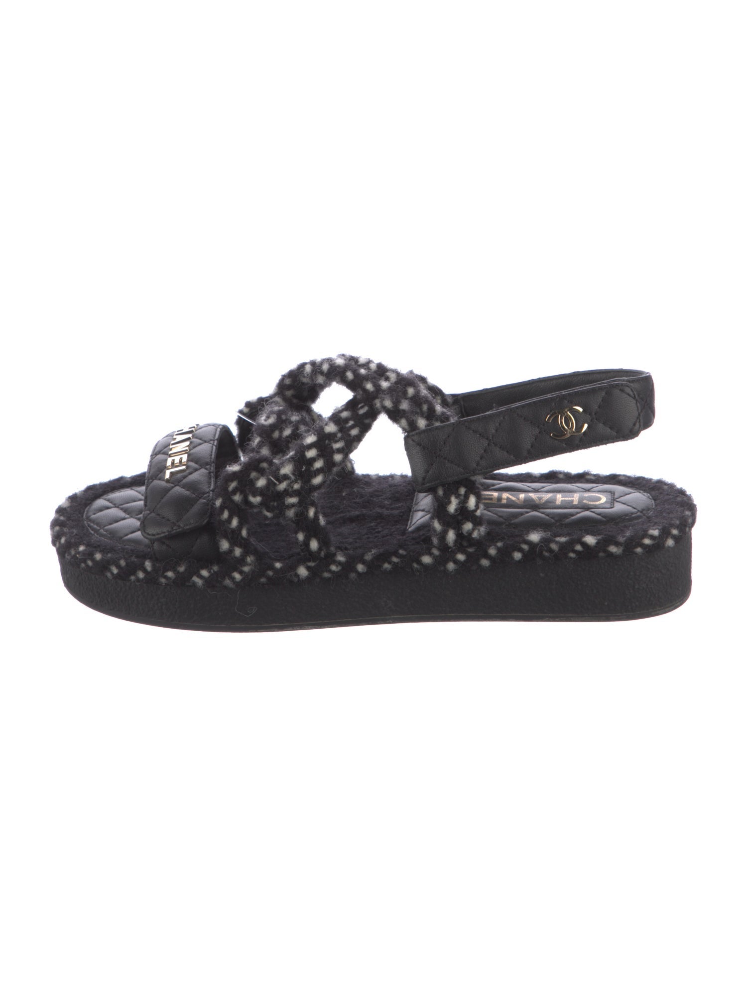 Chanel 2021 Interlocking CC Logo Slingback Sandals
