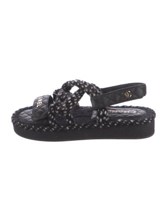 Chanel 2021 Interlocking CC Logo Slingback Sandals