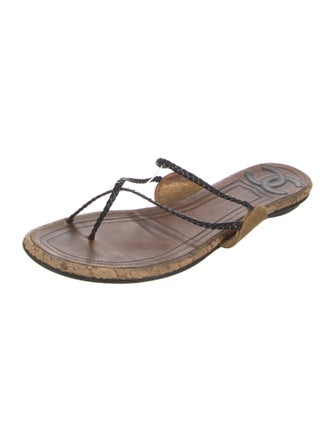 Chanel 2006 Interlocking CC Logo T-Strap Sandals