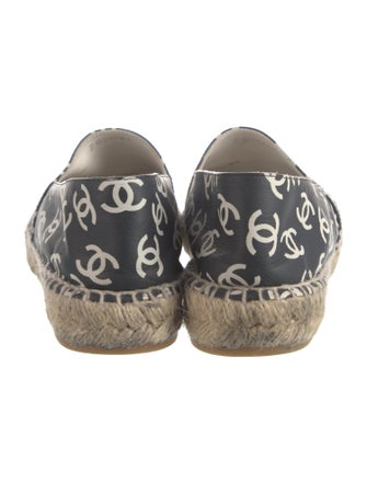 Chanel Interlocking CC Logo Leather Espadrilles