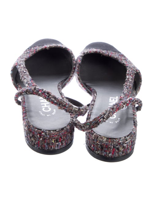 Chanel Interlocking CC Logo Tweed Slingback Flats