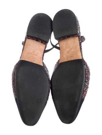 Chanel Interlocking CC Logo Tweed Slingback Flats