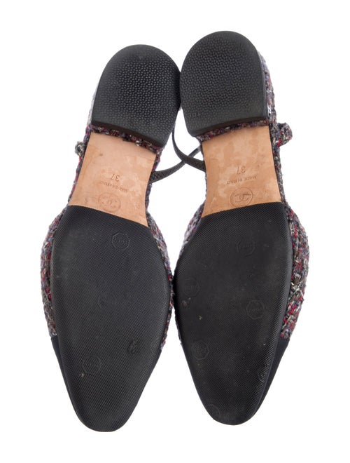 Chanel Interlocking CC Logo Tweed Slingback Flats