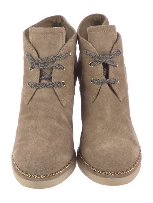 Chanel Interlocking CC Logo Suede Lace-Up Boots