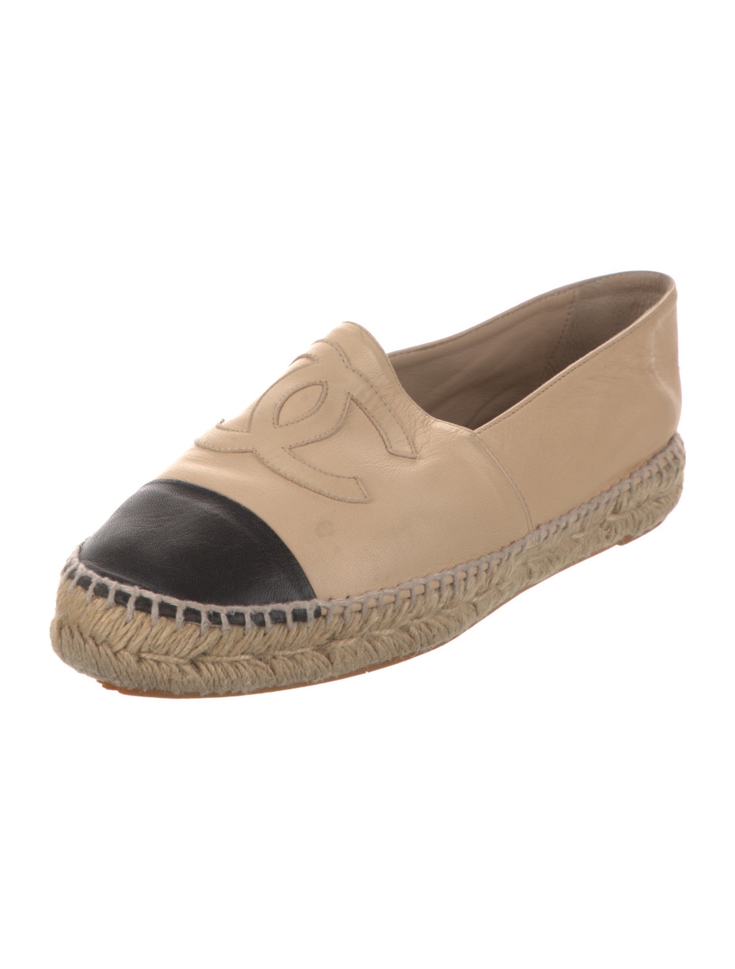 Chanel Interlocking CC Logo Leather Espadrilles