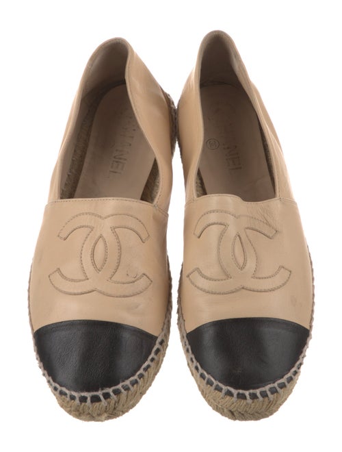 Chanel Interlocking CC Logo Leather Espadrilles