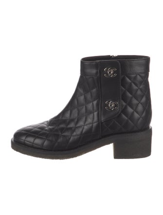 Chanel Interlocking CC Logo Calfskin Moto Boots